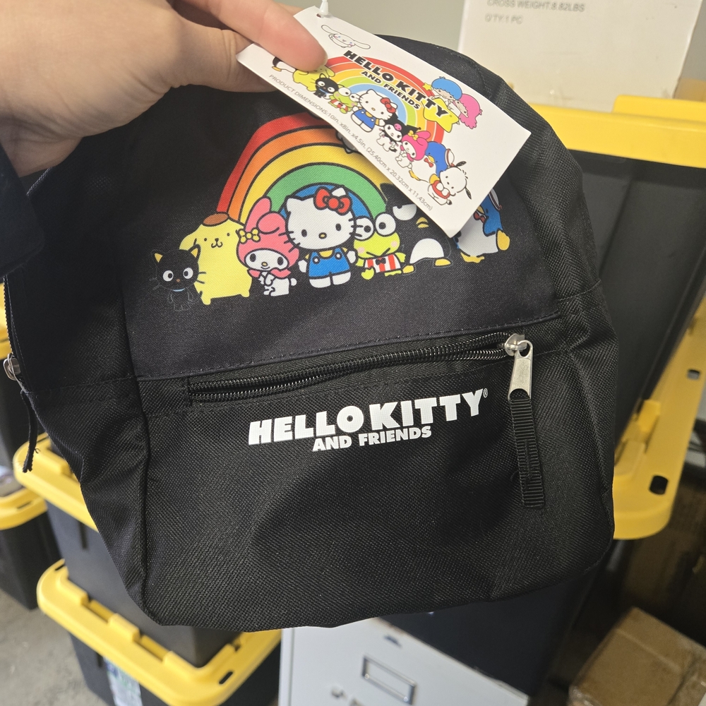 Hello Kitty and Friends Kids Black Backpack with Rainbow Graphic